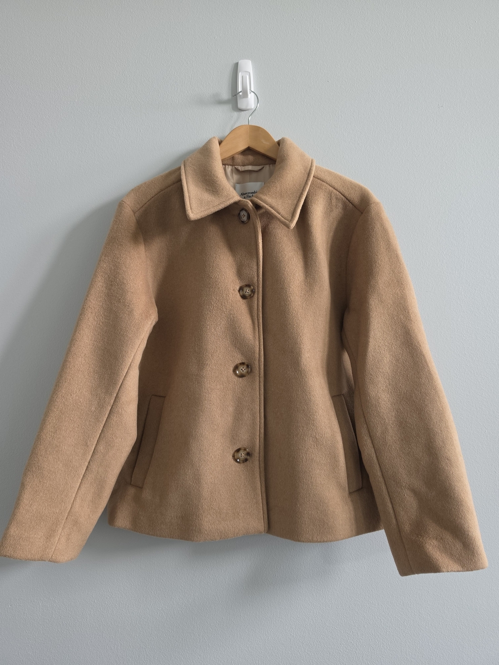 Abercrombie & Fitch Wool Blend Coat Womens Large Camel Tan NWT
